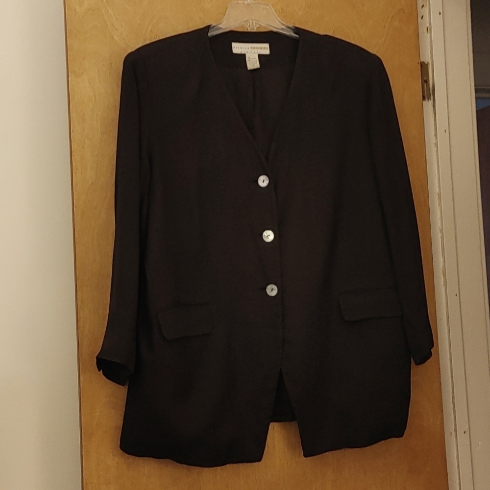 Plus size (22) Black Blazer with Pearl Buttons by Kathryn Deene